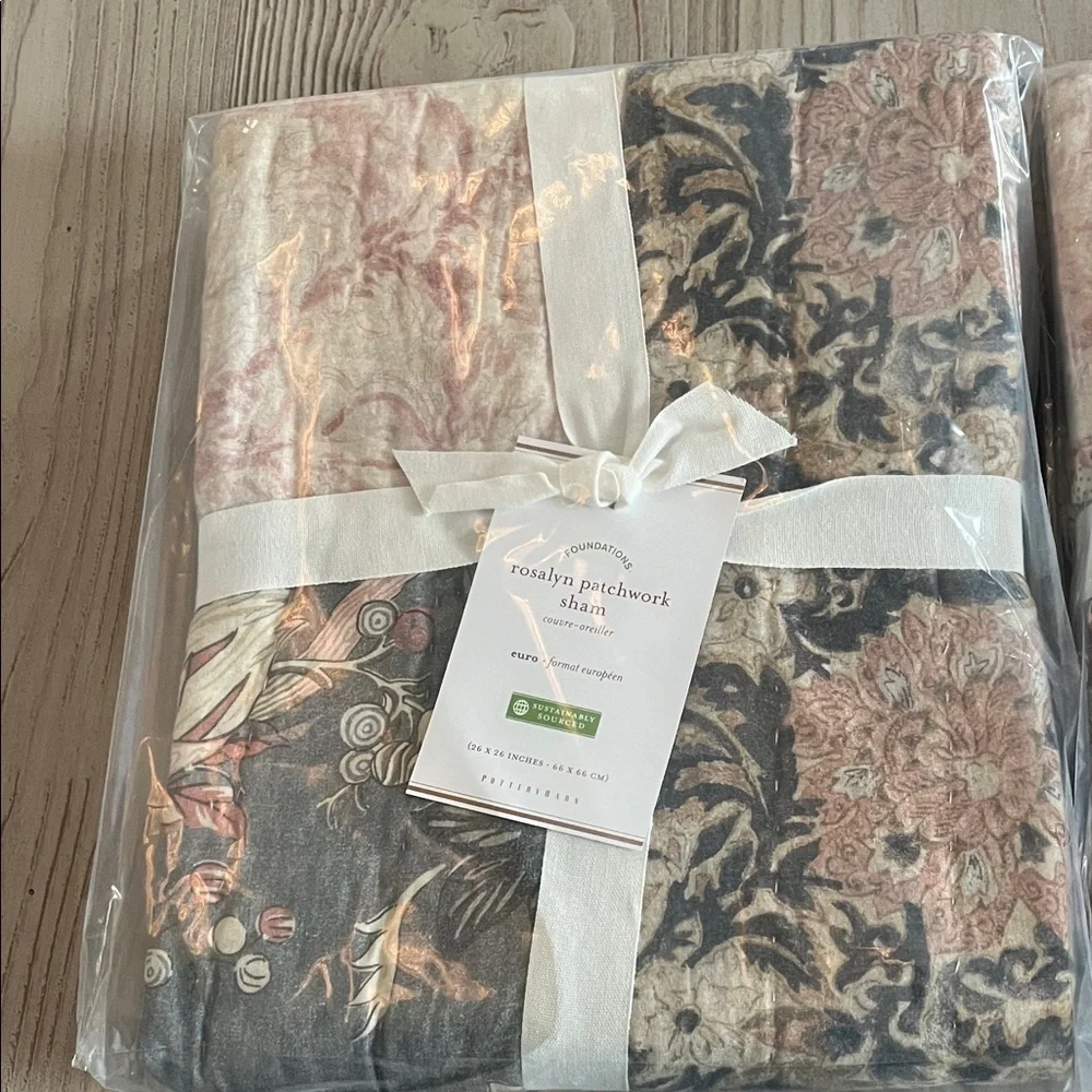Pottery barn Rosalyn Patchwork sham Euro size 26 x 26 set of 2 NWT
